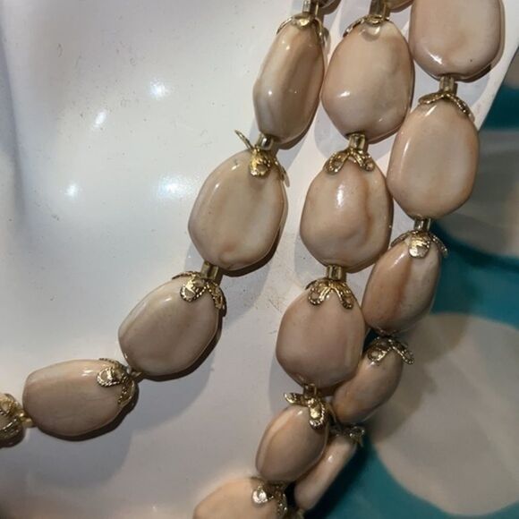 Vintage Stone Three Strand Necklace - Picture 4 of 7